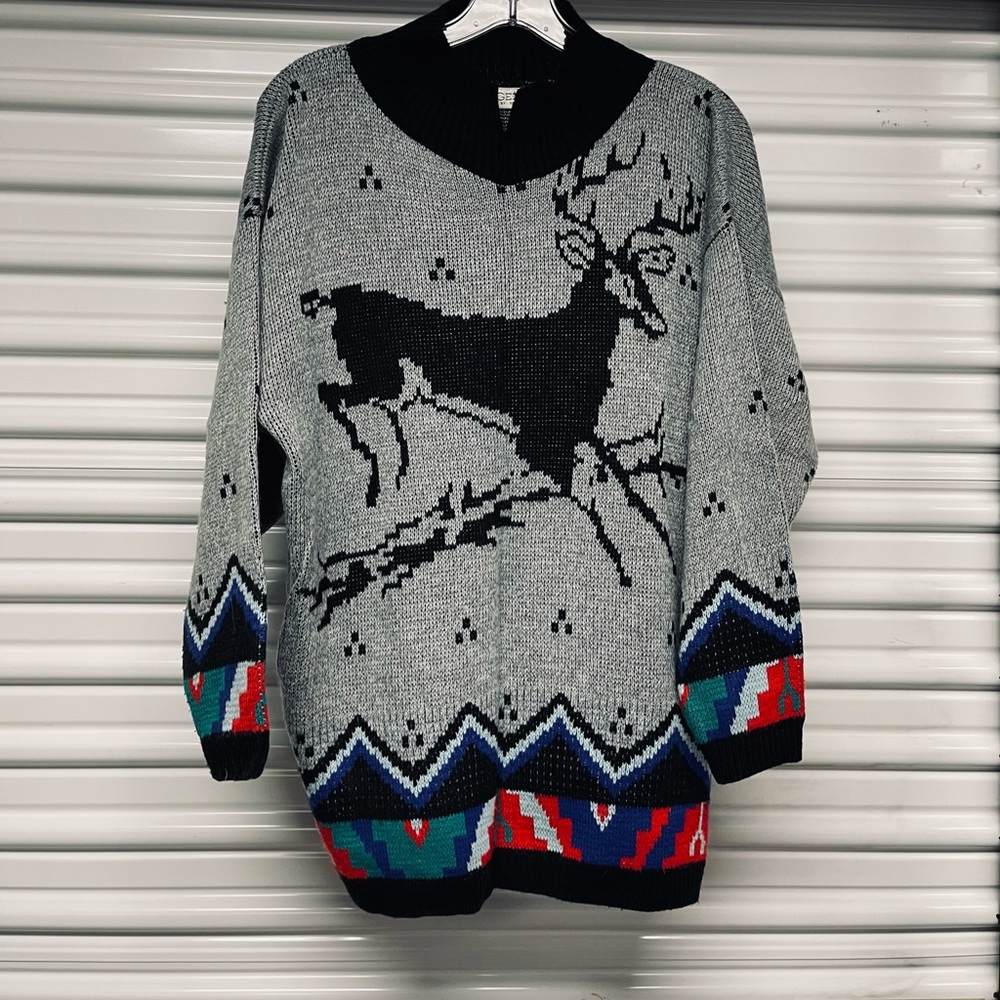 Genoa Vintage by Brenda Lim Women's Mock Neck Pullover Fair Isle‎ Sweater.